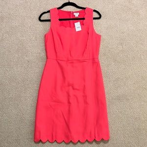 J.Crew factory coral scalloped edge dress